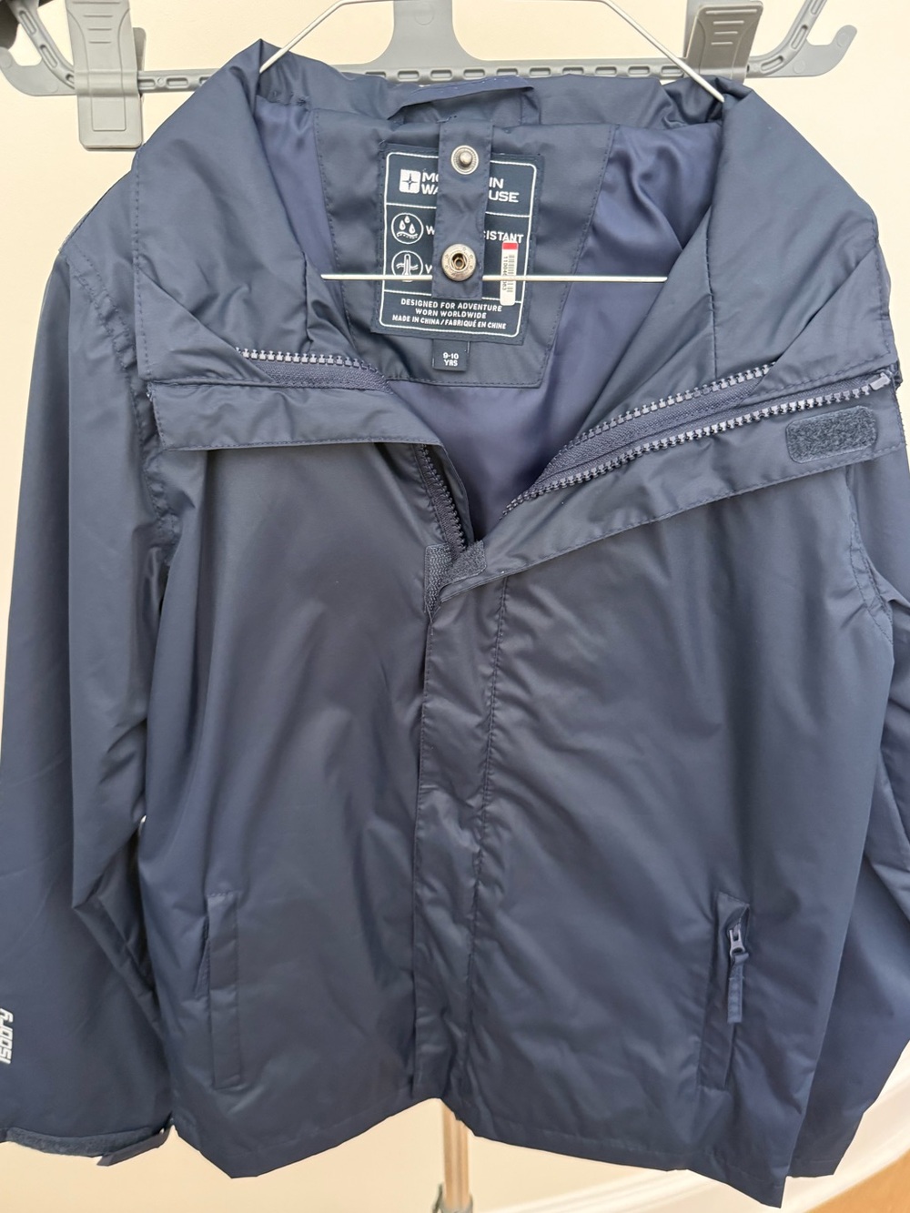 Water-Resistant Kids Navy Hooded Raincoat